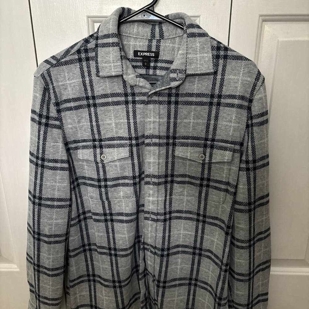 EXPRESS Gray Plaid Men’s Flannel Overshirt